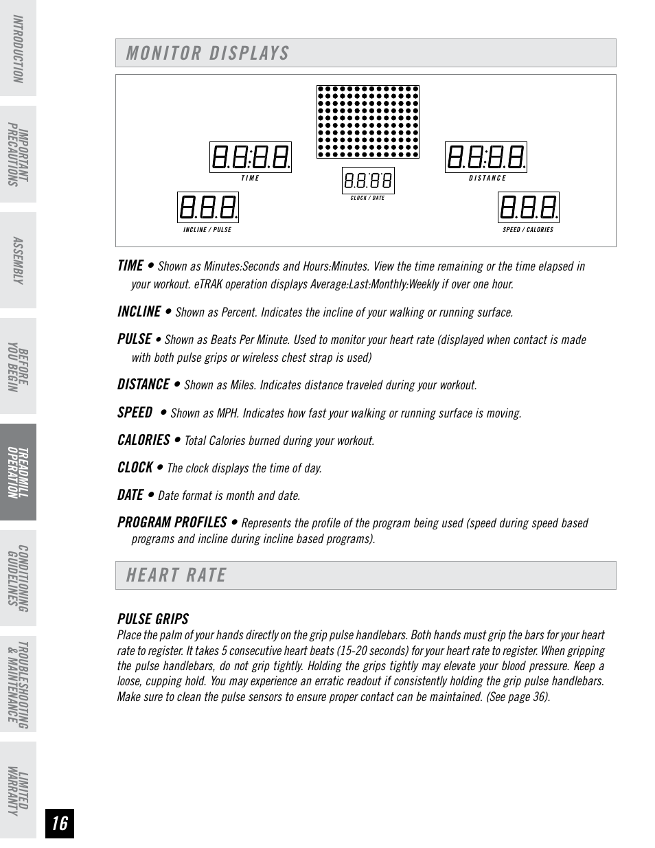 Monitor displays heart rate | Horizon Fitness ELITE SERIES AFG T6 User Manual | Page 16 / 44