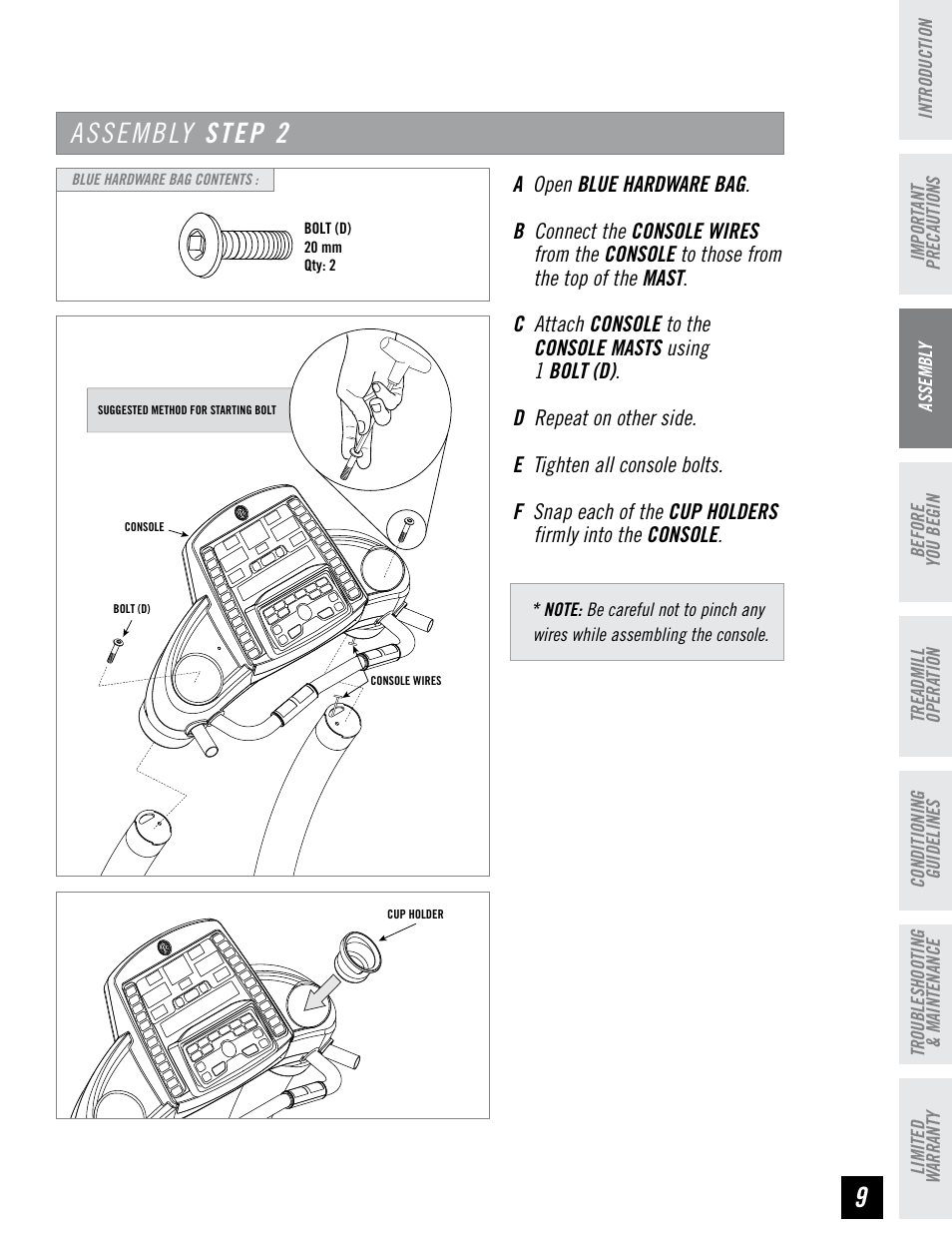 Assembly step 2 | Horizon Fitness ELITE SERIES AFG T6 User Manual | Page 9 / 44