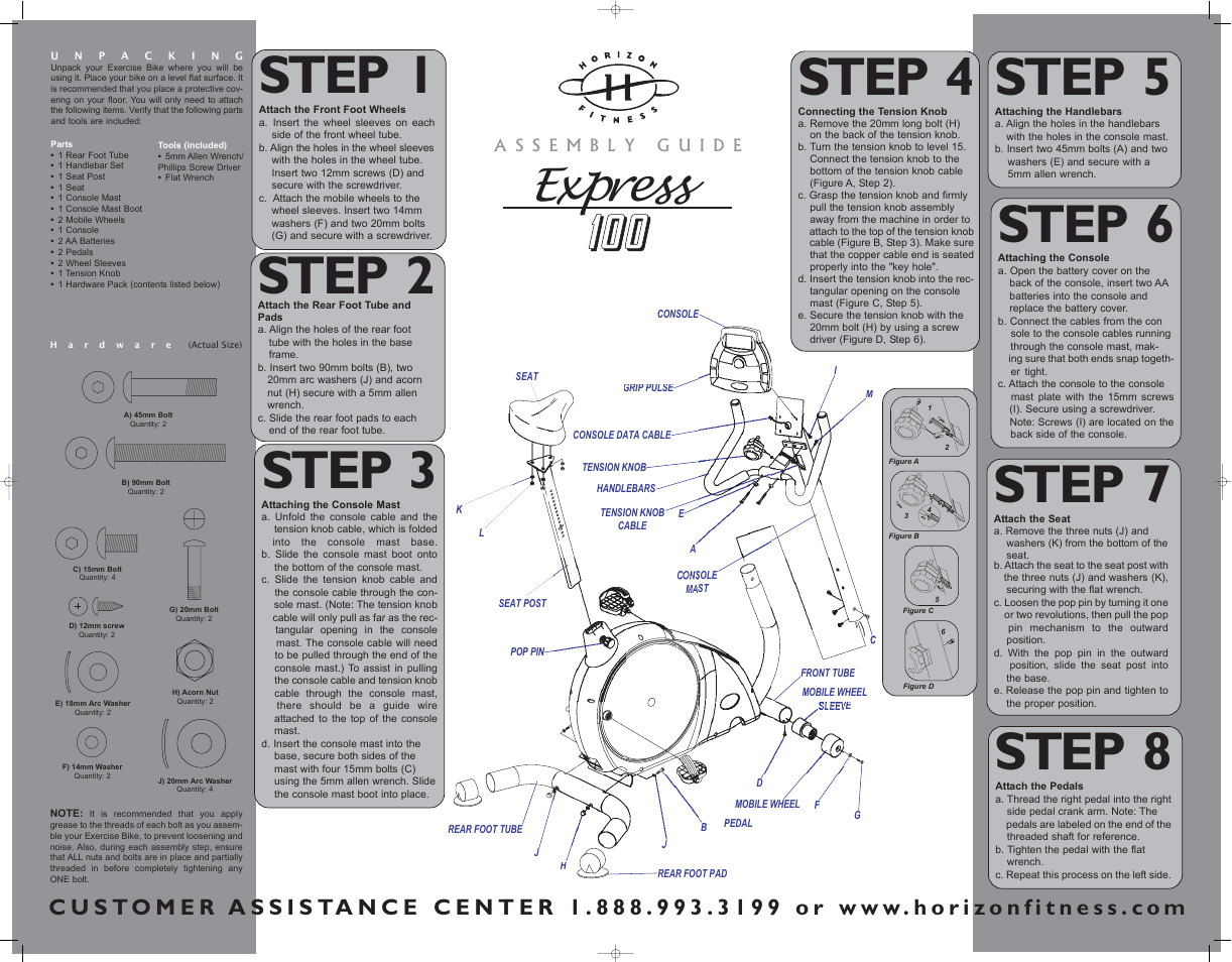 Horizon Fitness 100 User Manual | 1 page