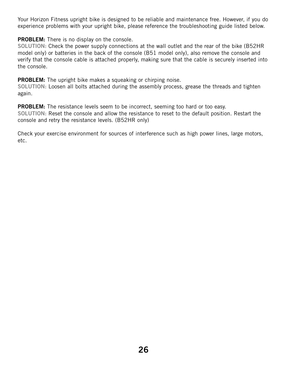 Horizon Fitness HZ SERIES B51 User Manual | Page 26 / 38