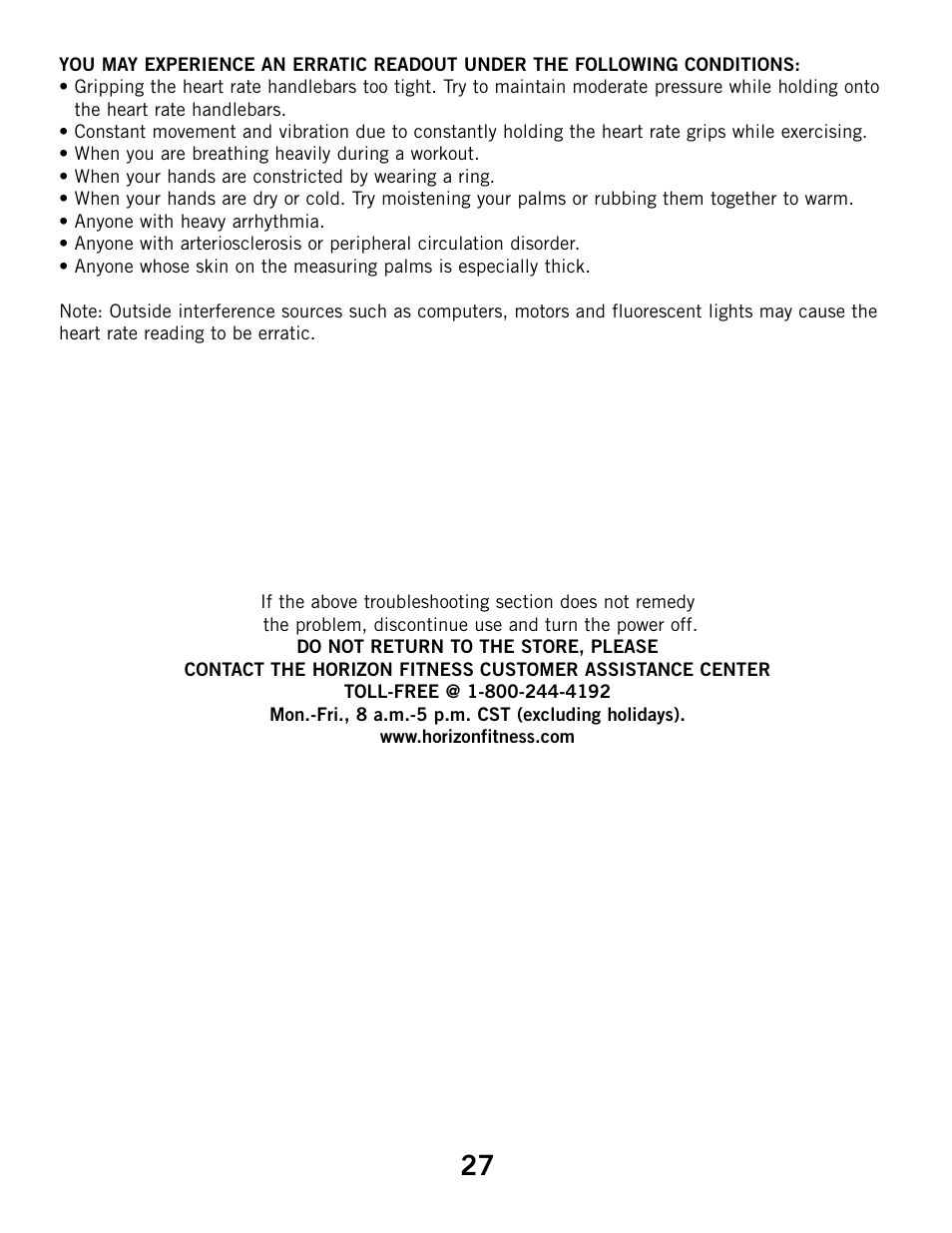 Horizon Fitness HZ SERIES B51 User Manual | Page 27 / 38