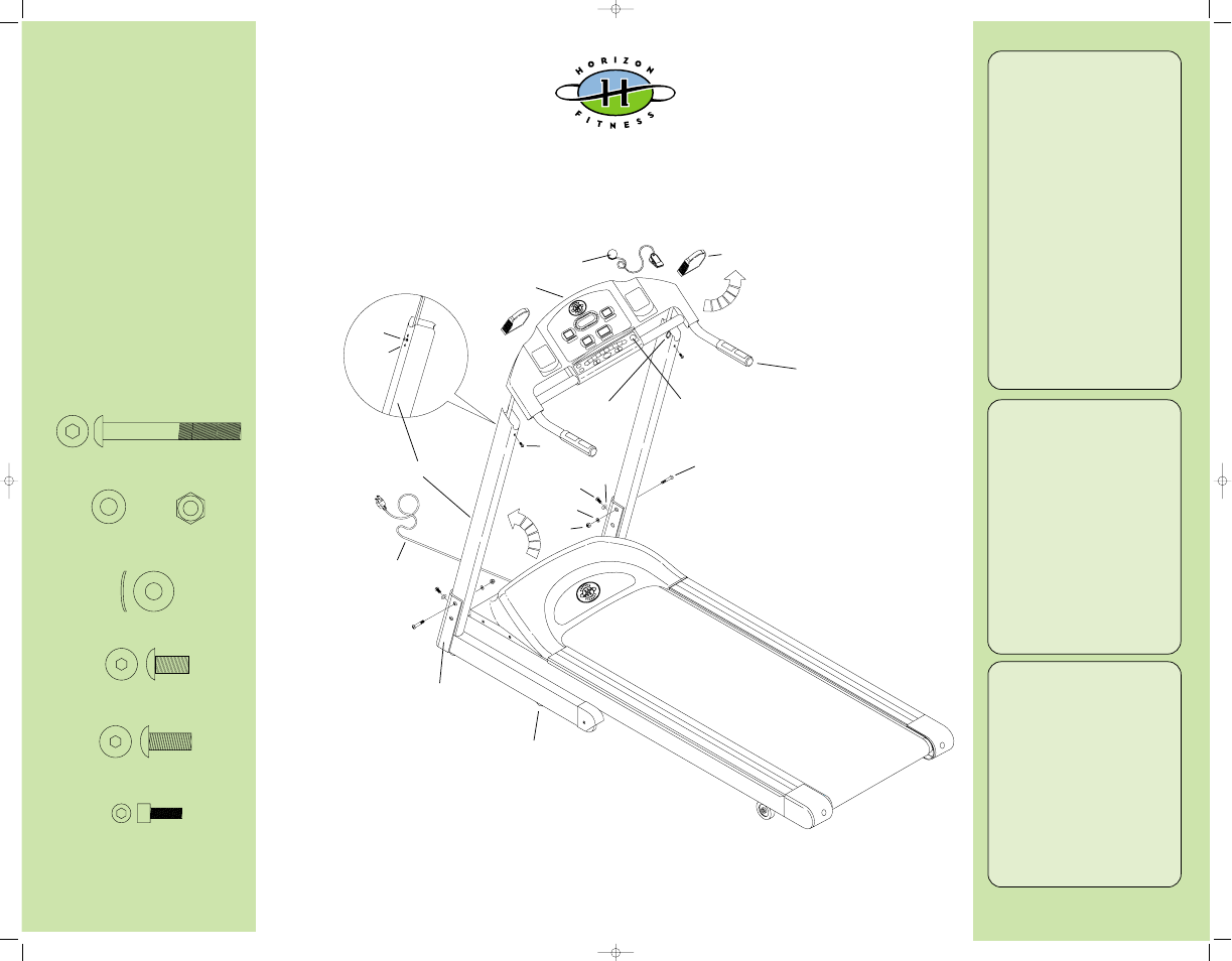 Assembly guide, Step 1, Step 2 | Step 3 | Horizon Fitness Treadmill User Manual | Page 2 / 2