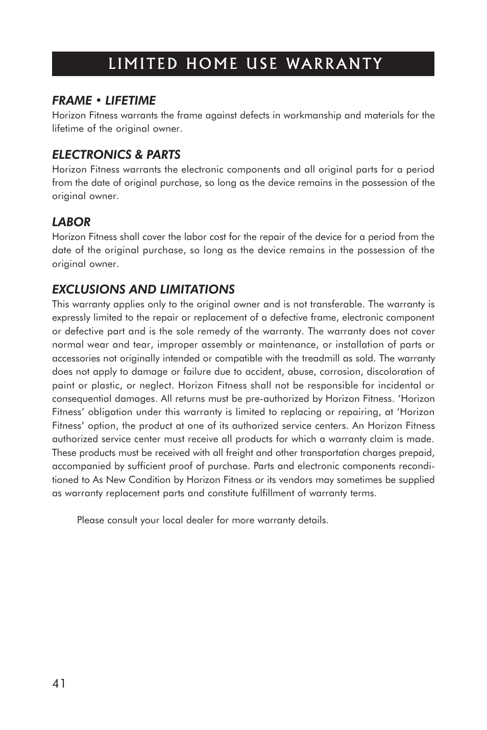 Horizon Fitness ELITE 5.1T HRC Entertainment User Manual | Page 42 / 44