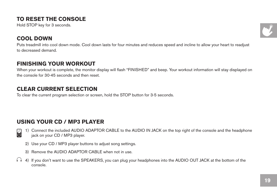 Horizon Fitness HORIZON TREADMILL GS1050T User Manual | Page 19 / 24