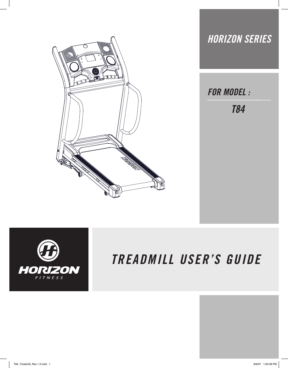 Horizon Fitness T84 User Manual | 21 pages