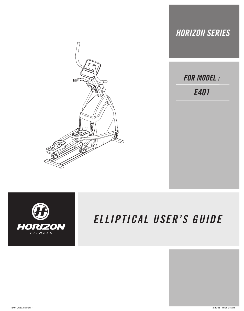 Horizon Fitness E401 User Manual | 17 pages