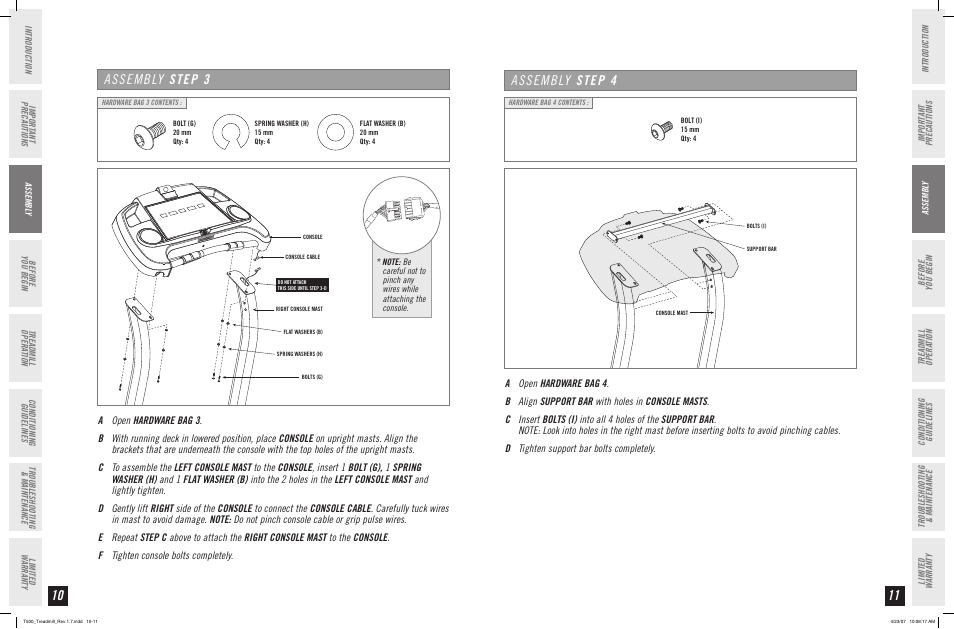 Assembly step | Horizon Fitness T500 User Manual | Page 6 / 17