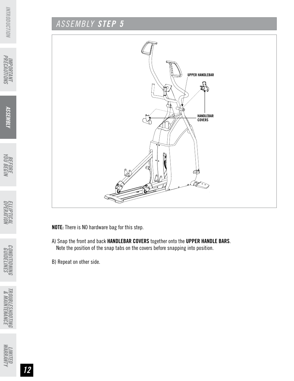 Assembly step | Horizon Fitness CLUB SERIES CSE3.6 User Manual | Page 12 / 40
