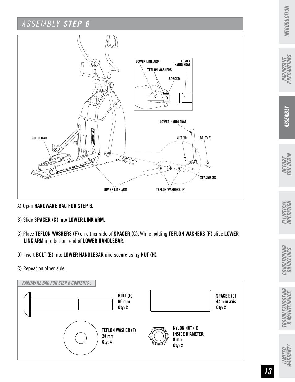 Assembly step 6 | Horizon Fitness CLUB SERIES CSE3.6 User Manual | Page 13 / 40