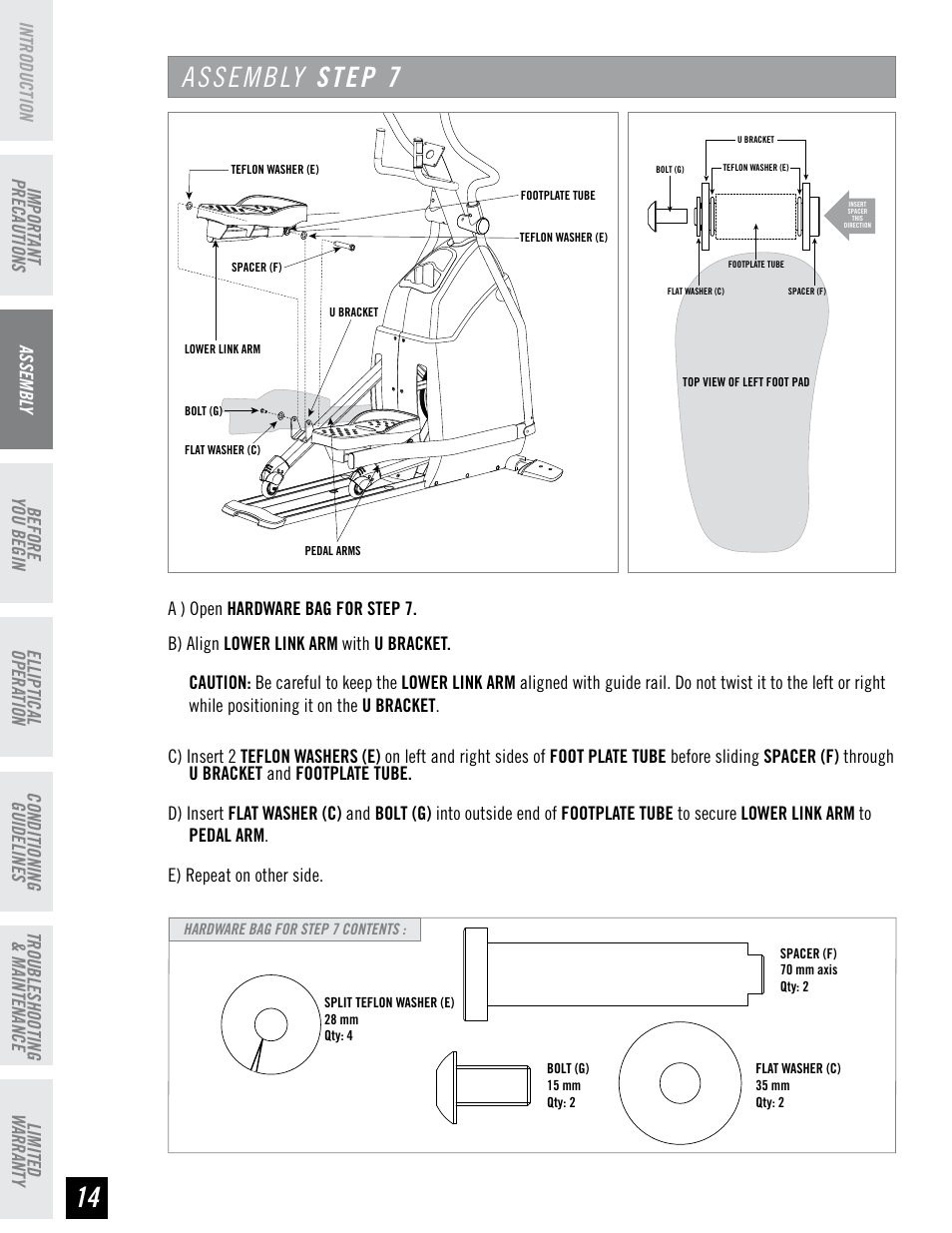 Assembly step | Horizon Fitness CLUB SERIES CSE3.6 User Manual | Page 14 / 40