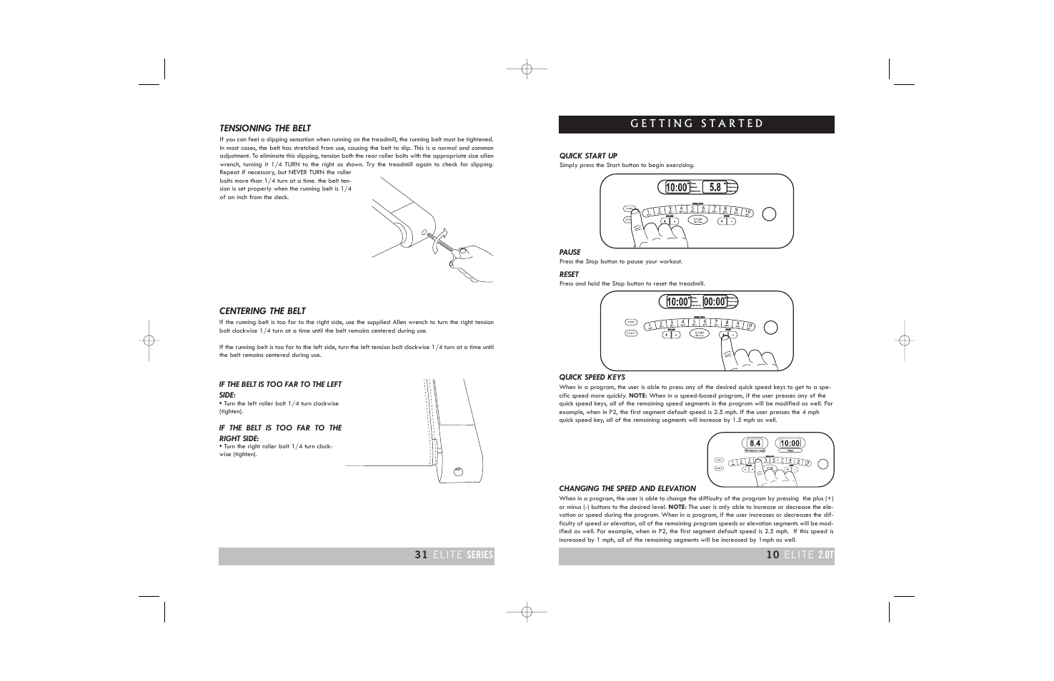 Centering the belt | Horizon Fitness TREADMILL ELITE User Manual | Page 10 / 40