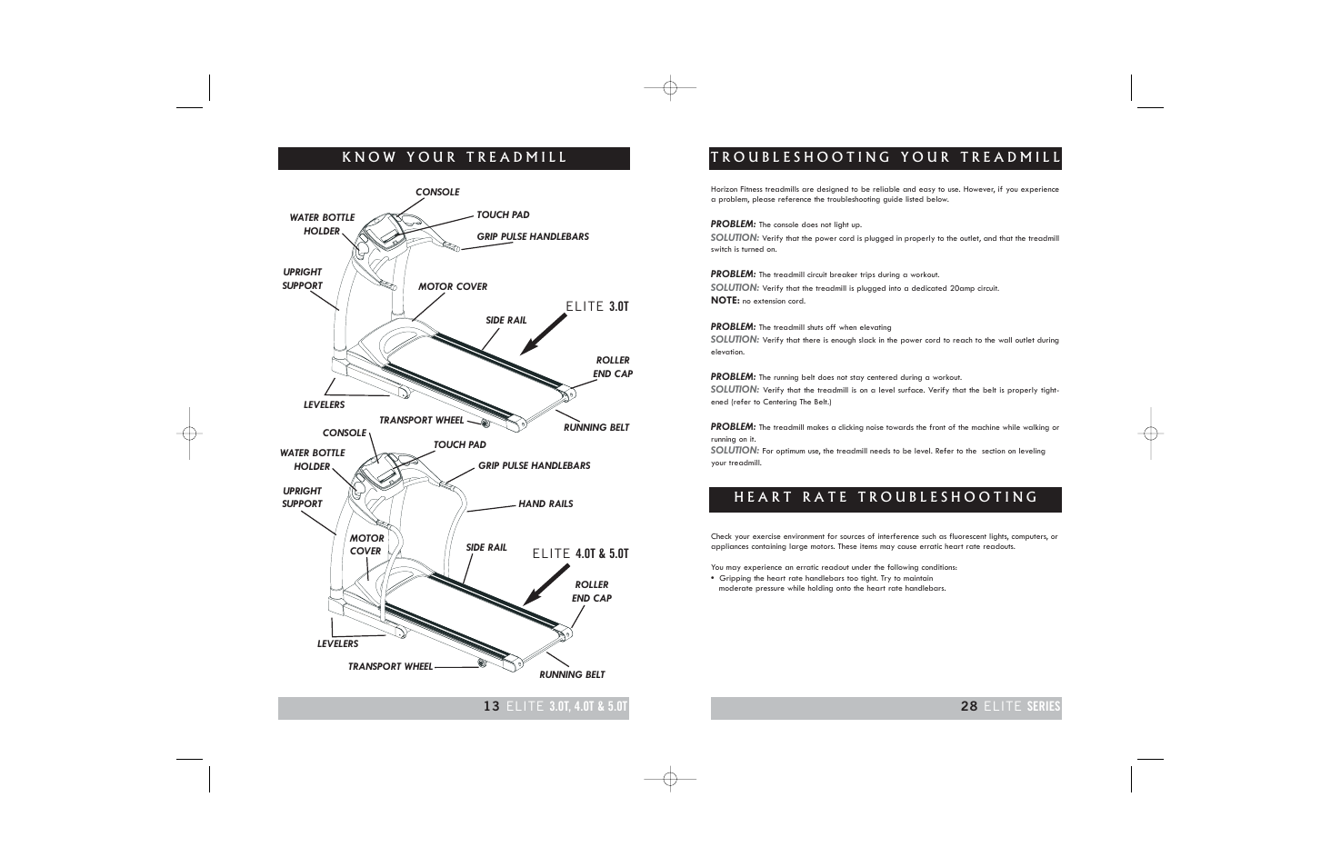 Horizon Fitness TREADMILL ELITE User Manual | Page 13 / 40