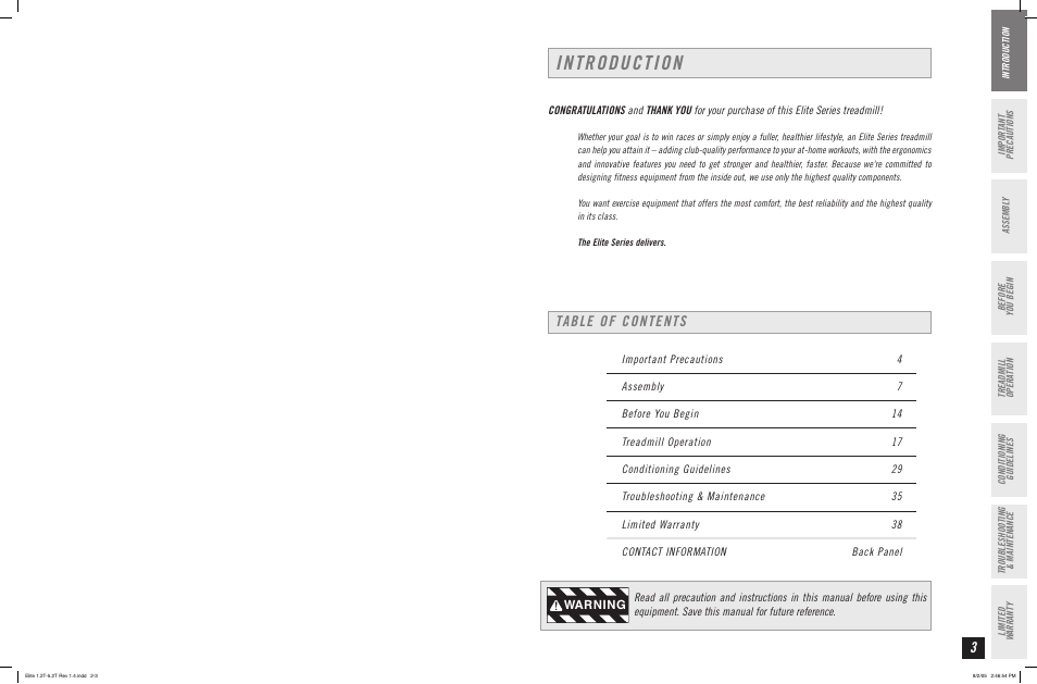 Horizon Fitness ELITE SERIES 4.2T User Manual | Page 2 / 21