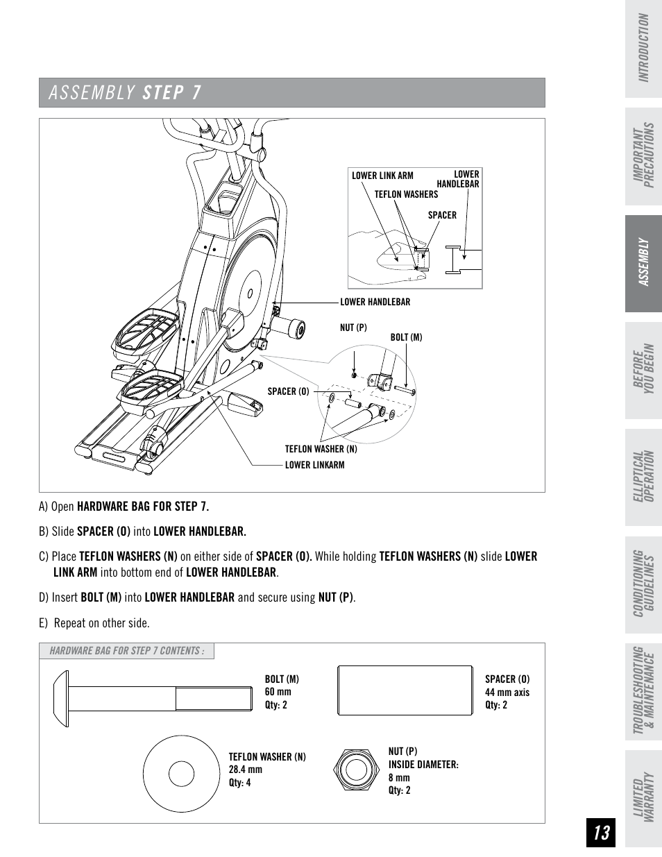 Assembly step | Horizon Fitness EX-66 User Manual | Page 13 / 40