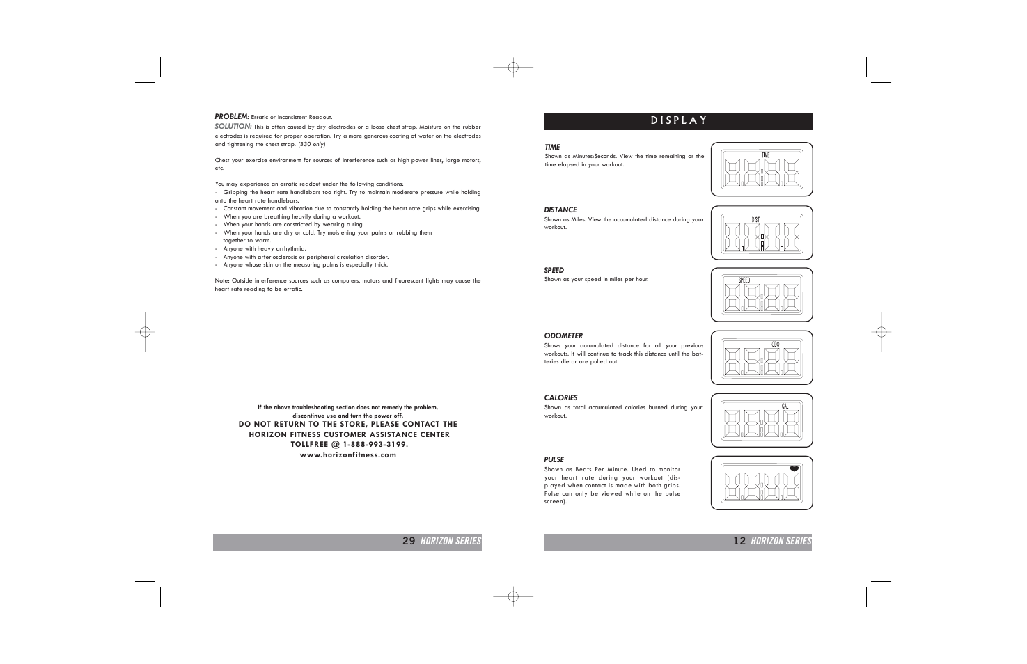 29 horizon series 12 horizon series | Horizon Fitness HORIZON B20 User Manual | Page 12 / 40