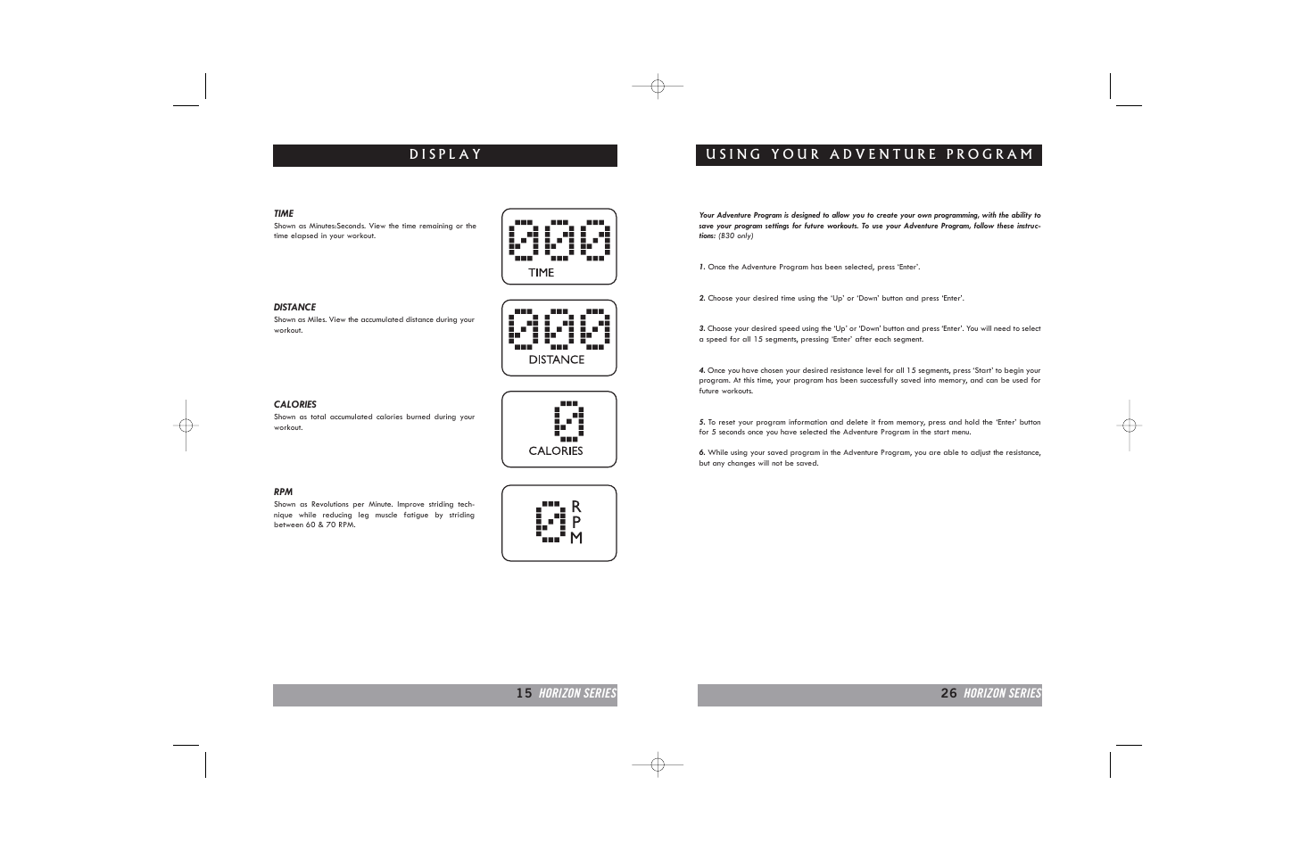 15 horizon series 26 horizon series | Horizon Fitness HORIZON B20 User Manual | Page 15 / 40