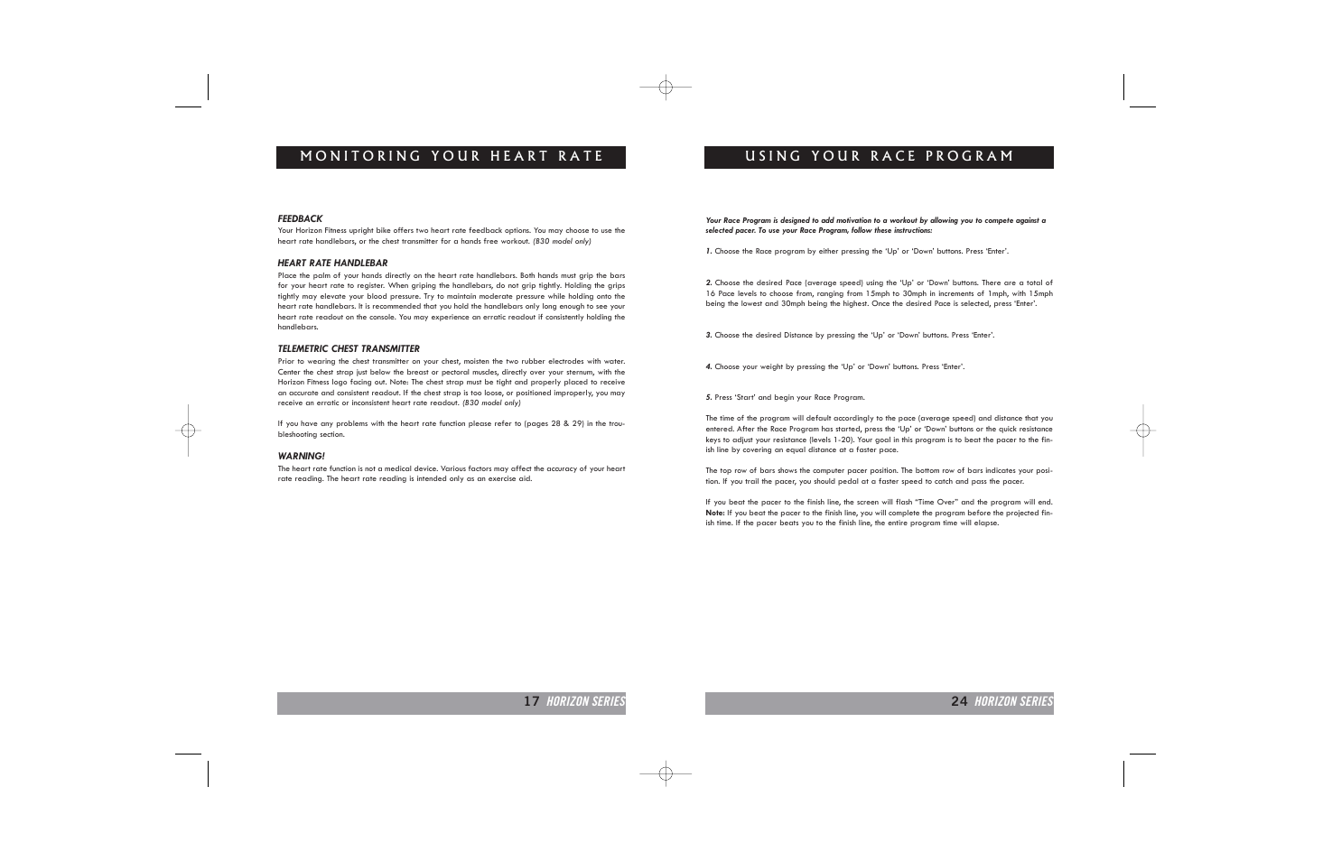 Horizon Fitness HORIZON B20 User Manual | Page 17 / 40