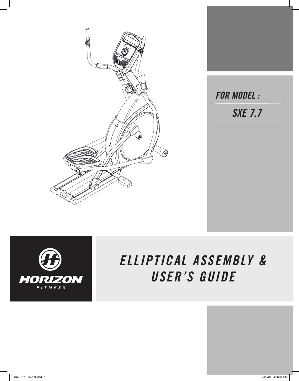Horizon Fitness SXE 7.7 User Manual | 19 pages