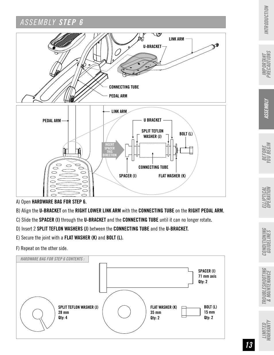 Assembly step 6 | Horizon Fitness EX-76 User Manual | Page 13 / 44