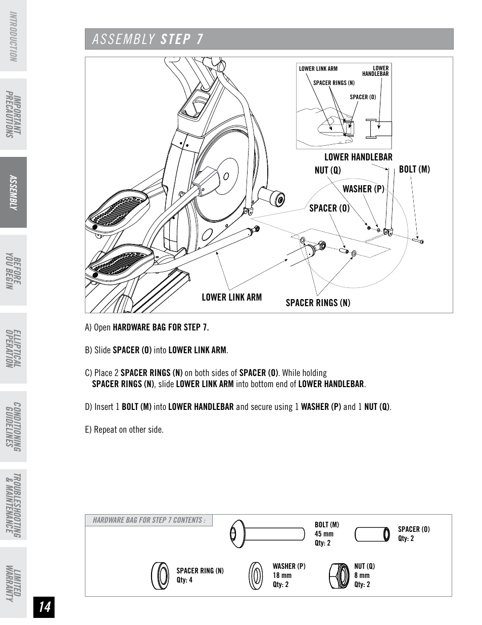 Assembly step 7 | Horizon Fitness EX-76 User Manual | Page 14 / 44