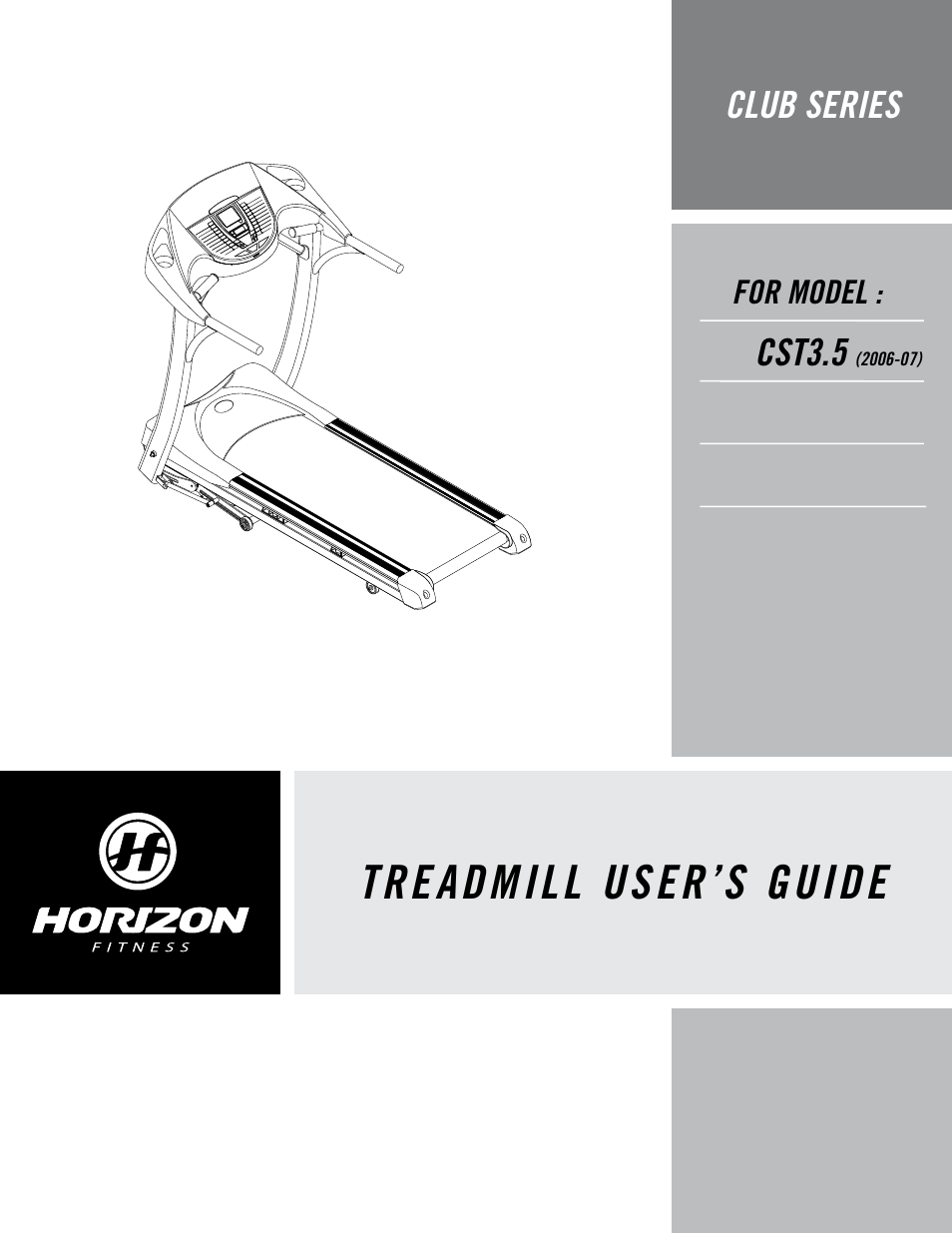 Horizon Fitness CLUB SERIES CST3.5 User Manual | 32 pages