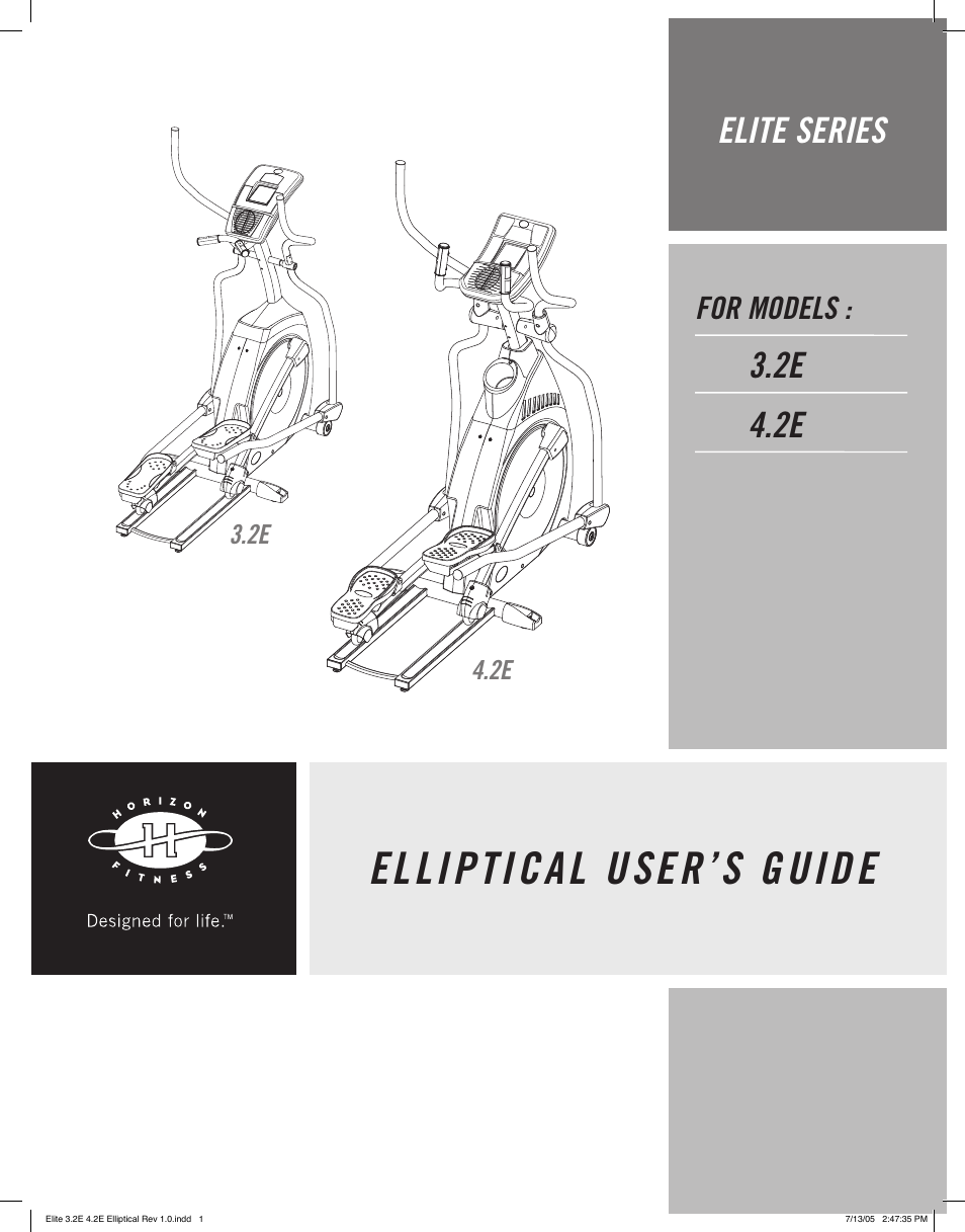 Horizon Fitness ELITE 4.2E User Manual | 19 pages