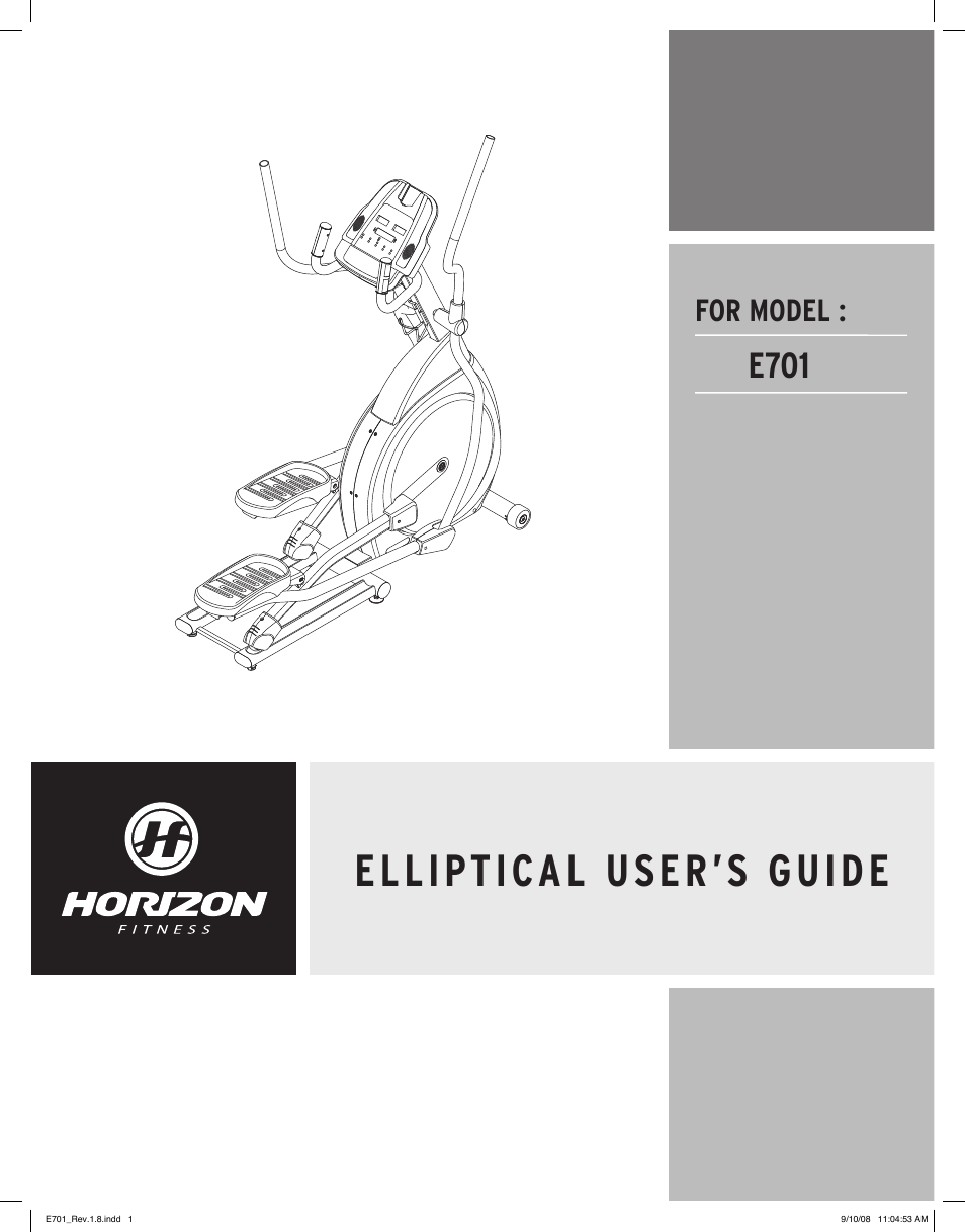 Horizon Fitness E701 User Manual | 17 pages