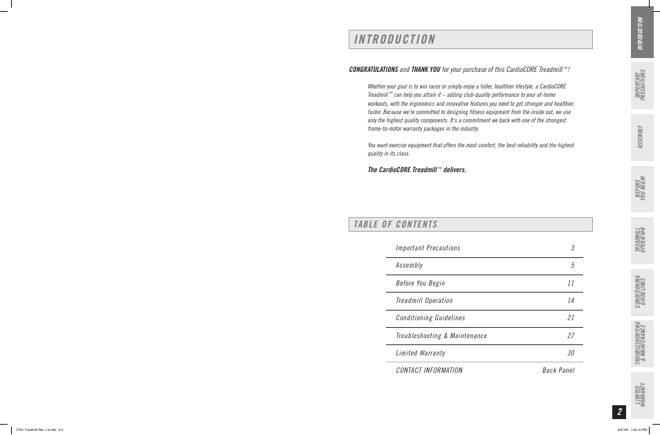 Horizon Fitness CT61 User Manual | Page 2 / 17