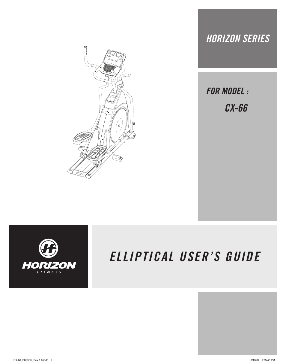 Horizon Fitness CX-66 User Manual | 21 pages
