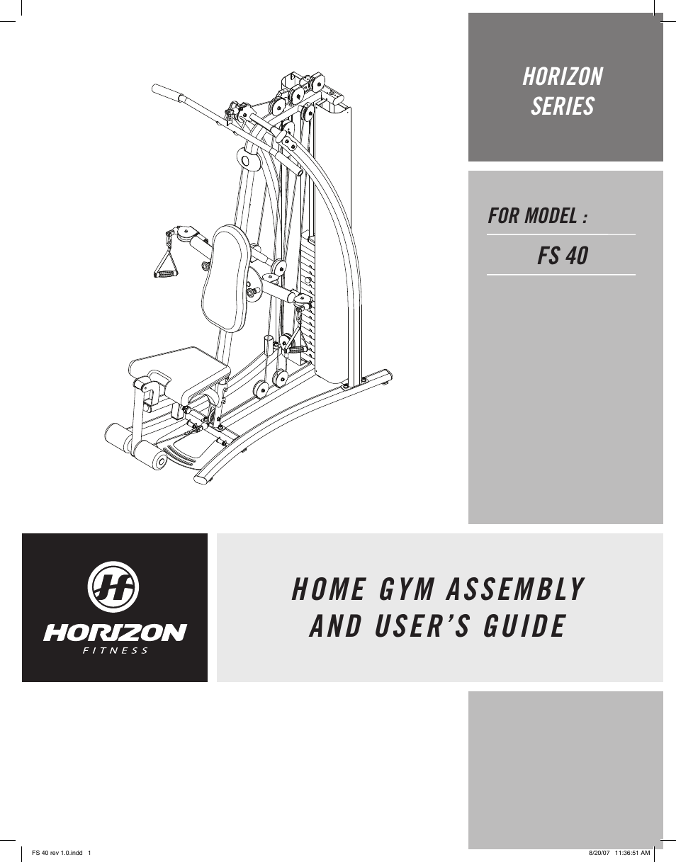 Horizon Fitness FS 40 User Manual | 15 pages