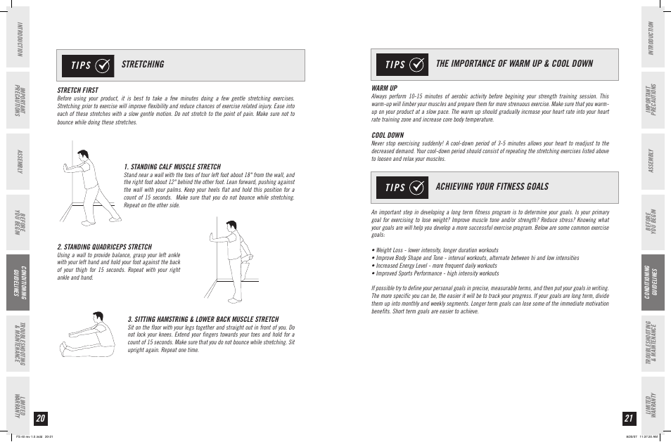 Tips, Stretching | Horizon Fitness FS 40 User Manual | Page 11 / 15