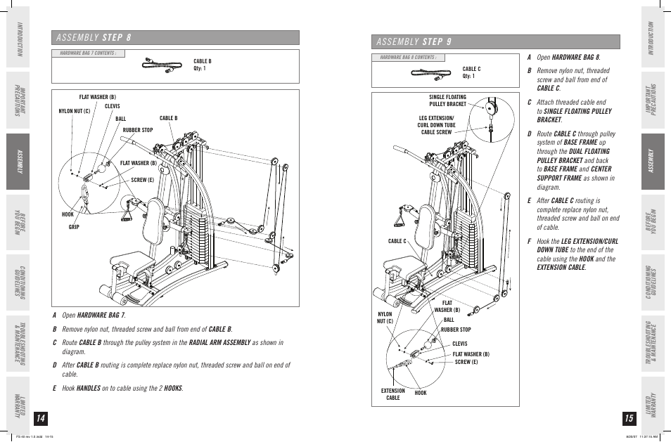 Assembly step | Horizon Fitness FS 40 User Manual | Page 8 / 15
