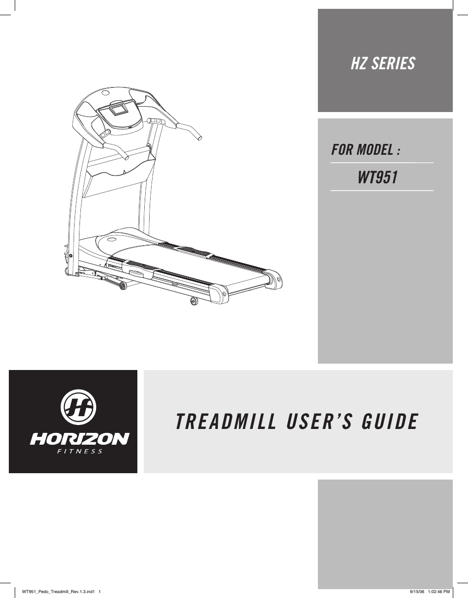 Horizon Fitness WT951 User Manual | 19 pages