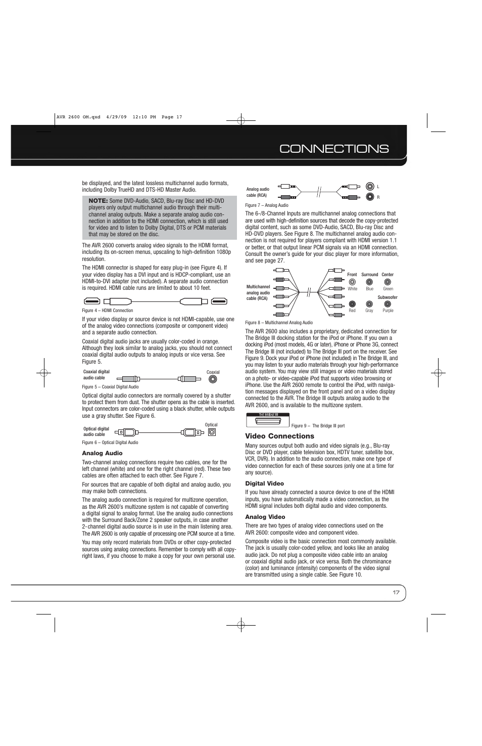 Connections | Harman AVR 2600 User Manual | Page 17 / 63