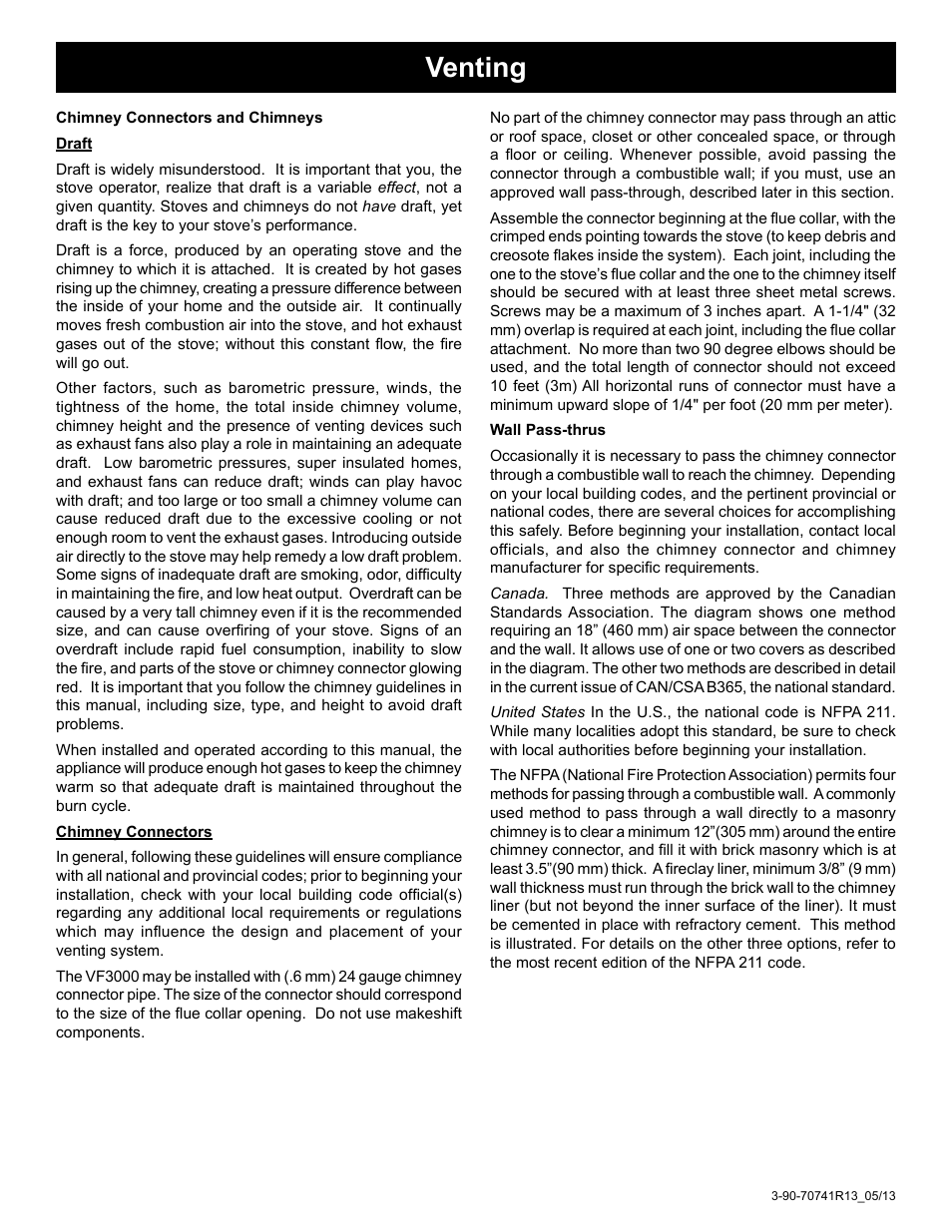 Venting | Harman Coal Stoker VF3000 User Manual | Page 10 / 32