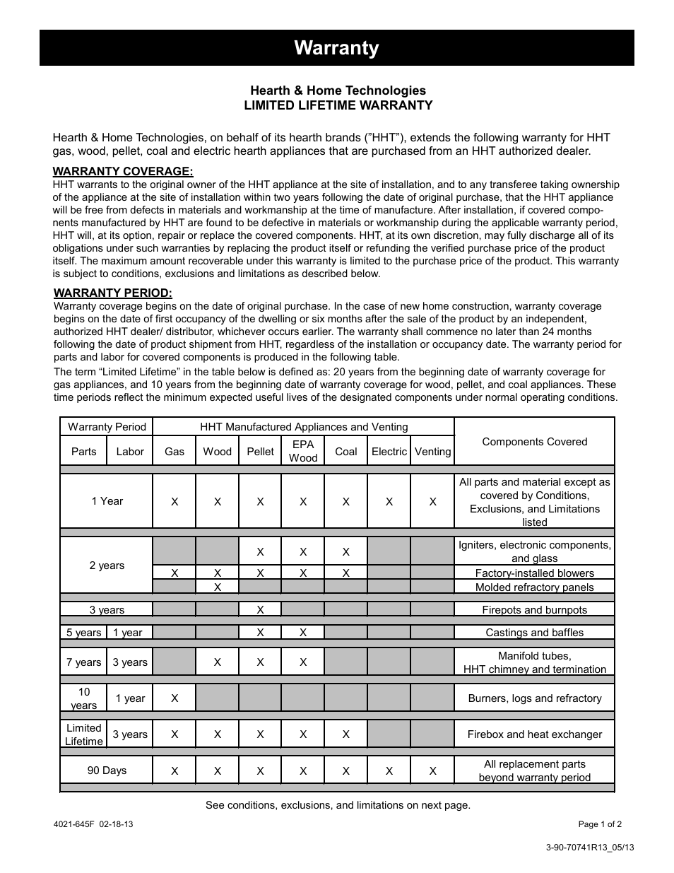 Warranty | Harman Coal Stoker VF3000 User Manual | Page 28 / 32