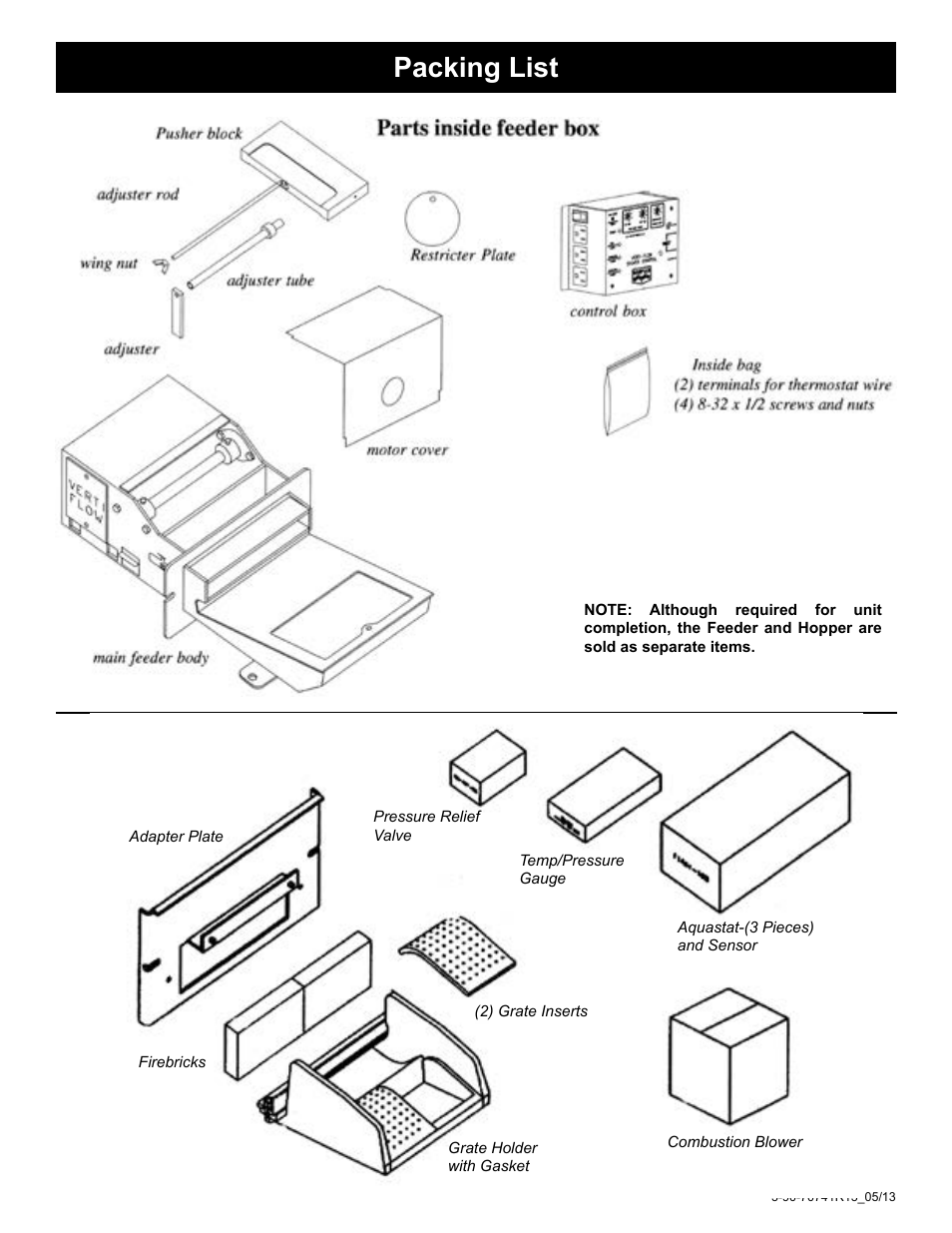 Packing list | Harman Coal Stoker VF3000 User Manual | Page 6 / 32