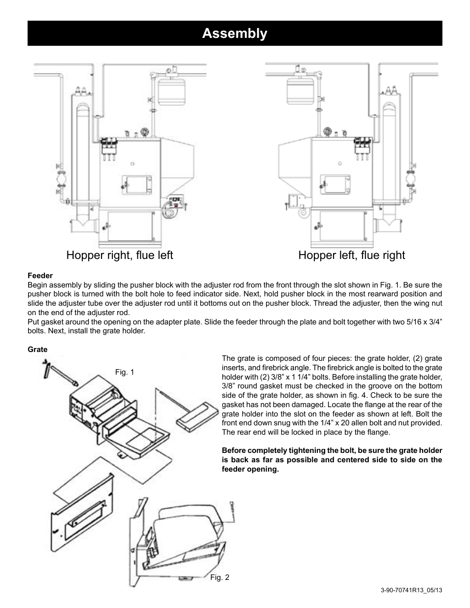 Assembly, Hopper right, flue left hopper left, flue right | Harman Coal Stoker VF3000 User Manual | Page 8 / 32
