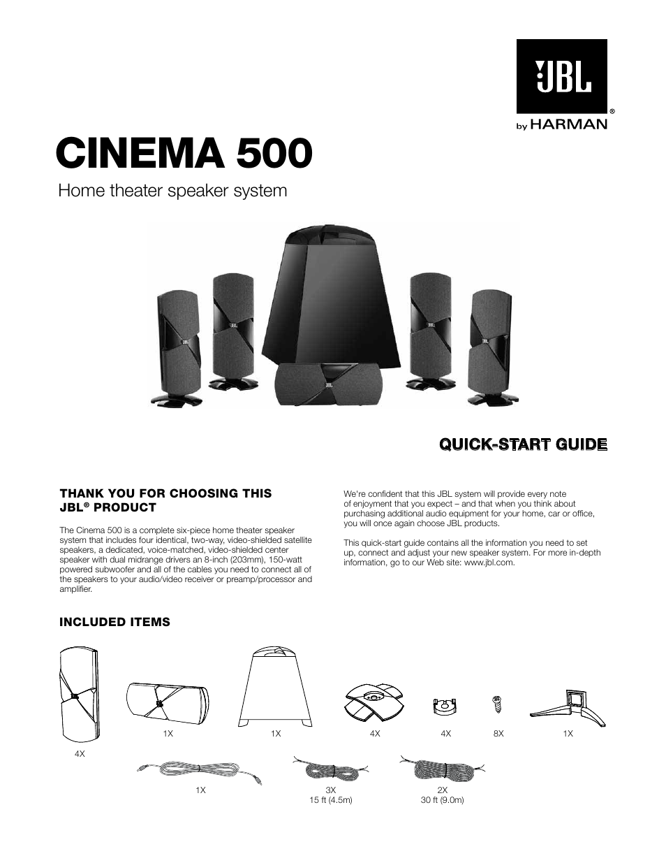 Harman CINEMA 500 User Manual | 8 pages