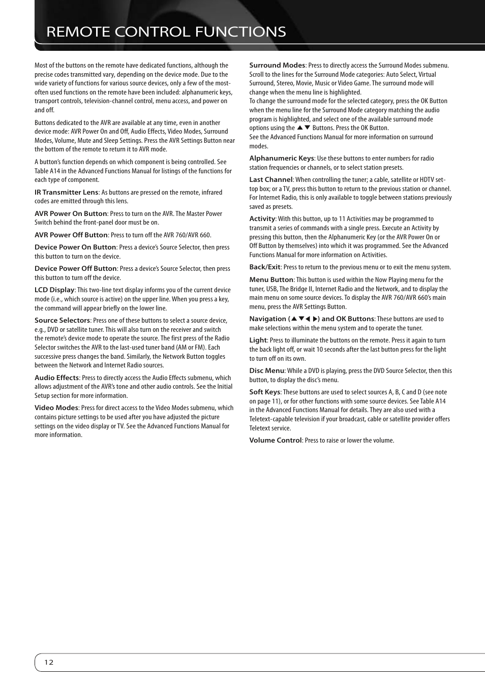 Remote control functions | Harman-Kardon 760 User Manual | Page 12 / 42
