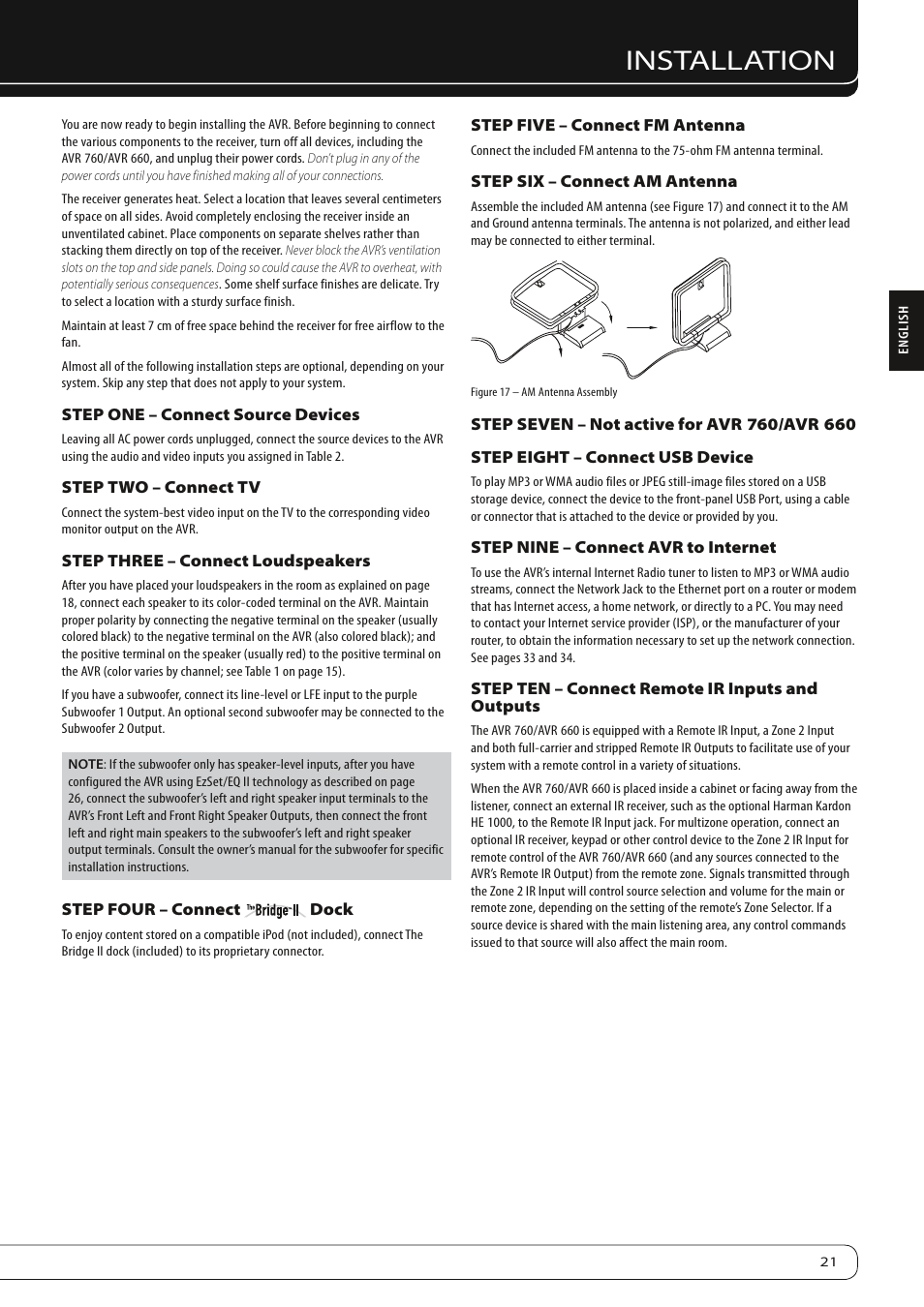 Installation | Harman-Kardon 760 User Manual | Page 21 / 42