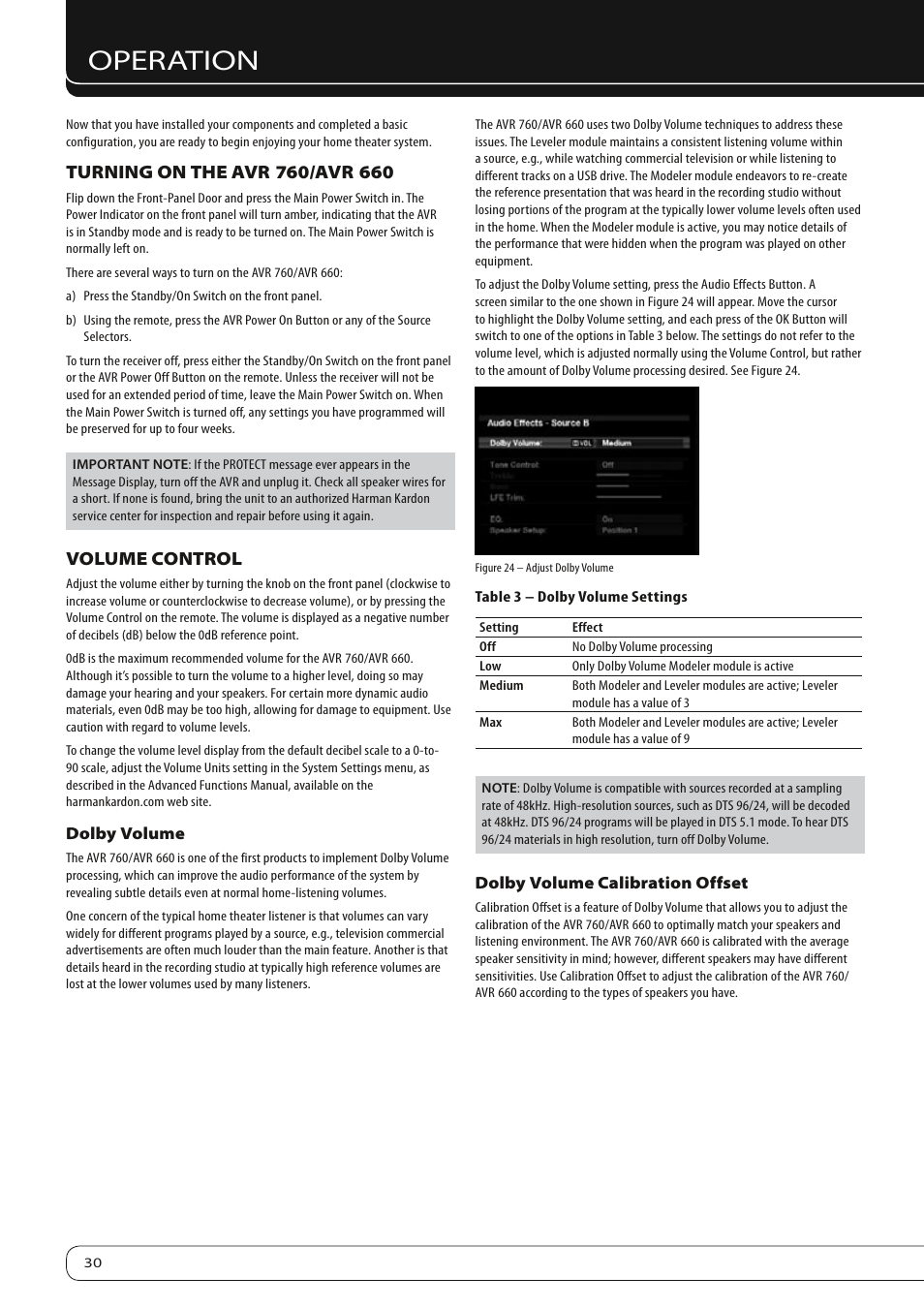 Operation, Volume control | Harman-Kardon 760 User Manual | Page 30 / 42