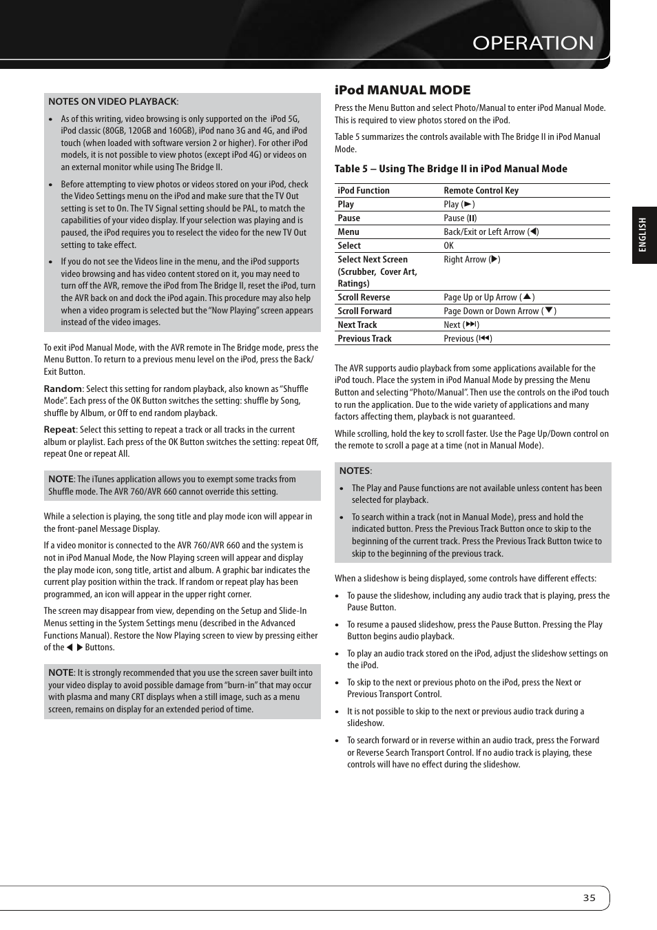 Operation, Ipod manual mode | Harman-Kardon 760 User Manual | Page 35 / 42