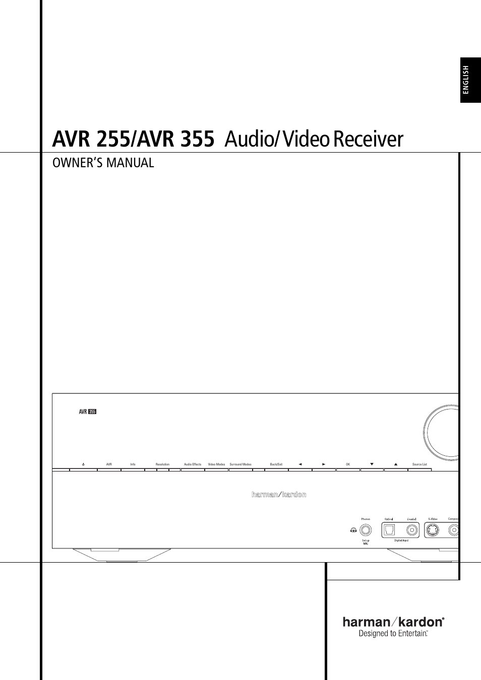 Harman-Kardon AVR 355 User Manual | 58 pages