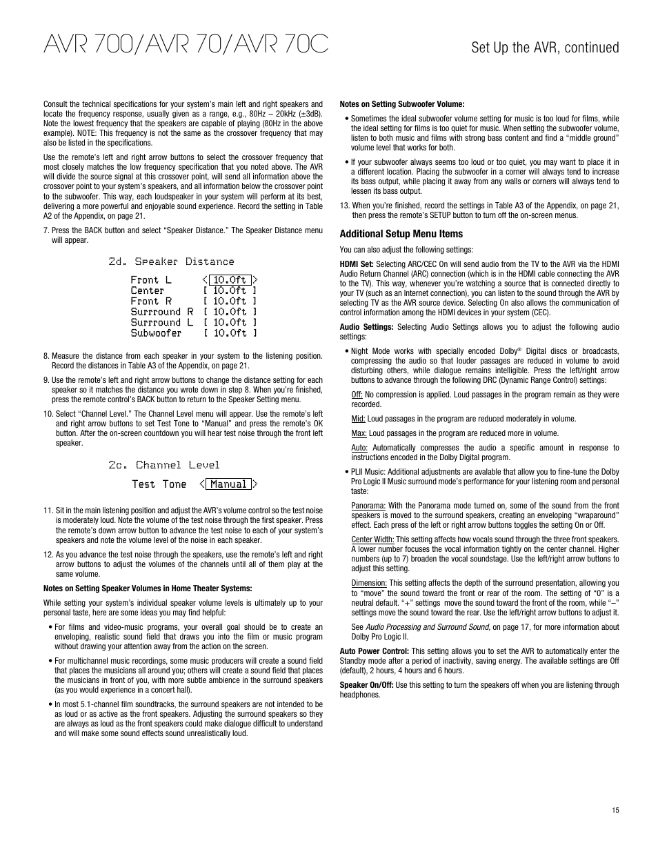 Set up the avr, continued | Harman-Kardon AVR 700 User Manual | Page 15 / 26