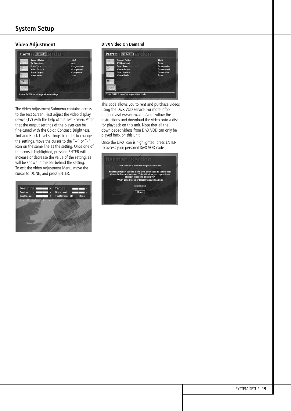 System setup | Harman-Kardon DVD 23 User Manual | Page 19 / 24