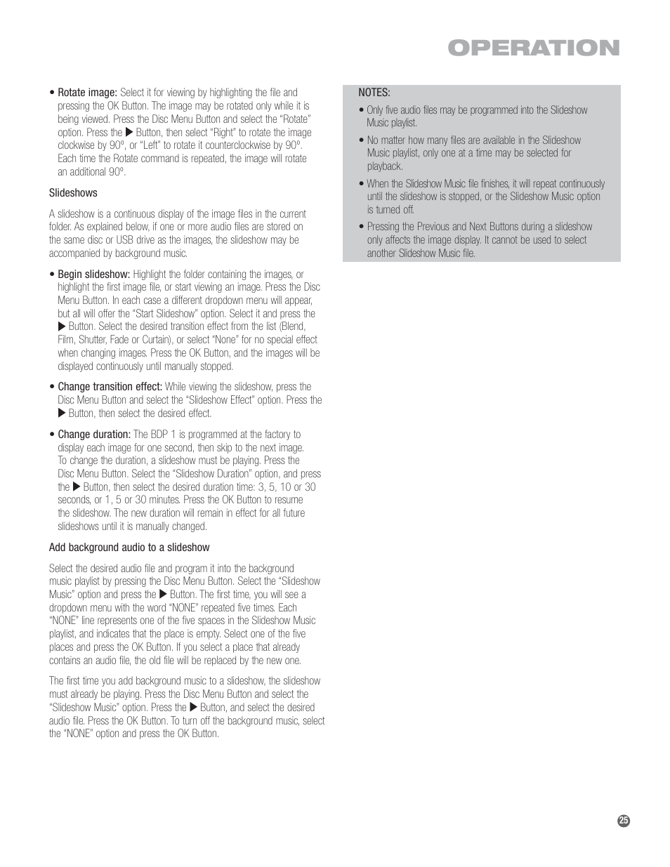 Operation | Harman-Kardon BDP 1 User Manual | Page 25 / 33