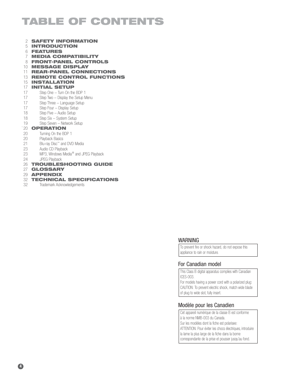 Harman-Kardon BDP 1 User Manual | Page 4 / 33