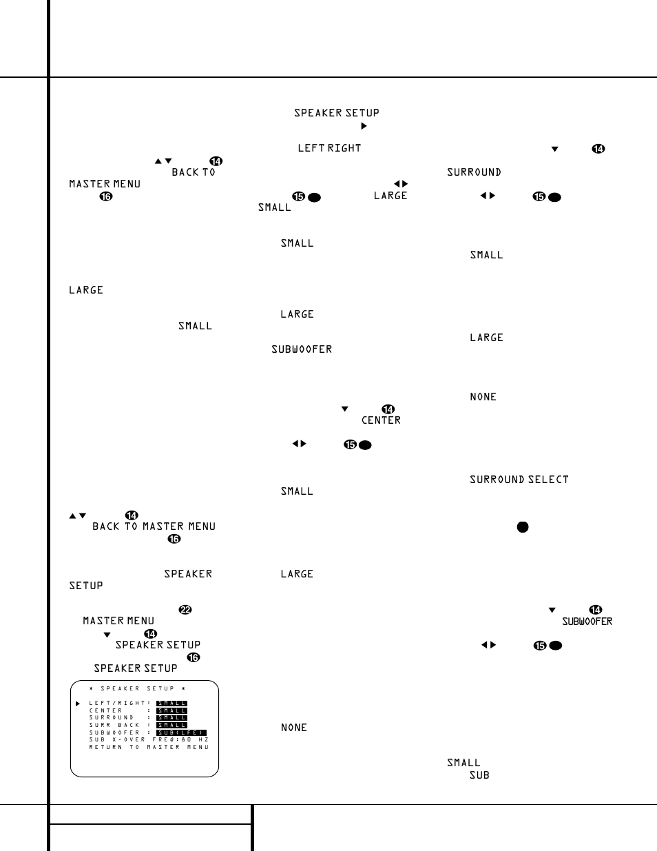 Speaker setup, System configuration, 22 system configuration | Harman-Kardon AVR 520 User Manual | Page 22 / 56