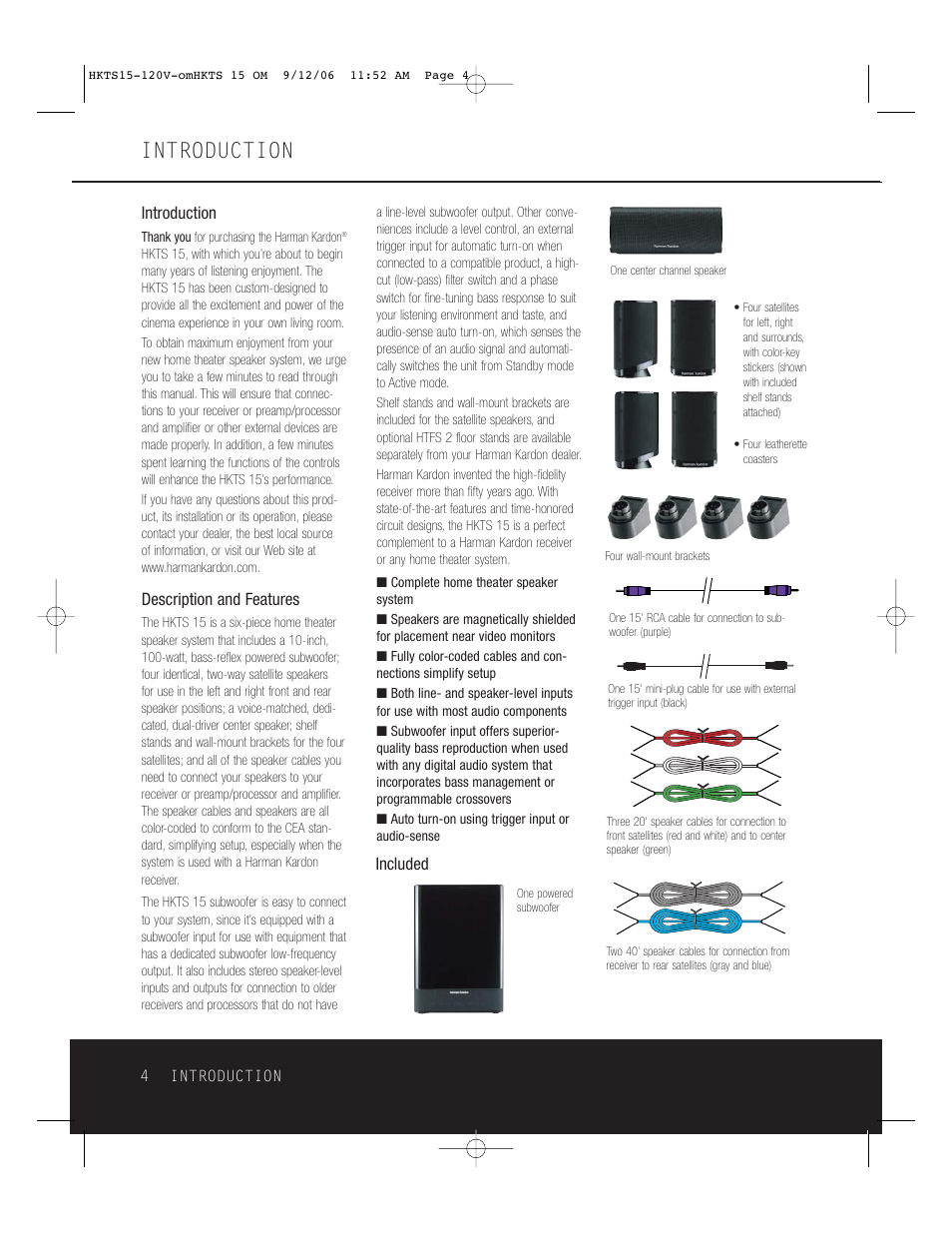 Introduction | Harman-Kardon HKTS 15 User Manual | Page 4 / 16